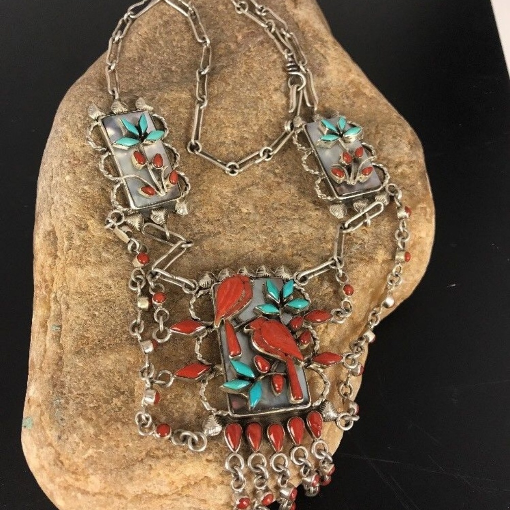 Collectible RK Zuni Sterling Turquoise Coral - Picture 4 of 8